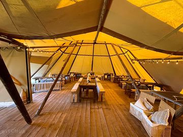 Camp lion lodge bar seating area