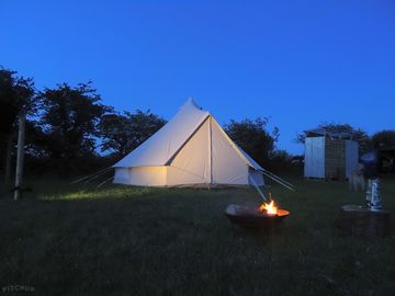 Bell tent at night