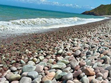 The beautiful local beach at bossington, looking towards hurlestone point