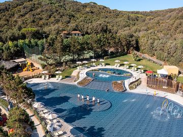 Aerial view of pools