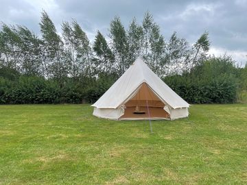 External of pre erected unfurnished bell tent