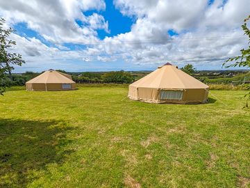 Close enough for a larger group to stay conveniently in both tents, yet plenty of private space