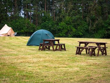 Non-electric grass tent pitch