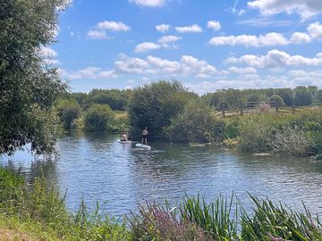 Paddleboarding on the river