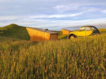 Parked up by the microlodges