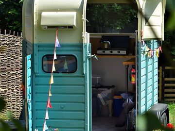 Converted horse trailer kitchen