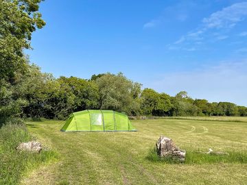 Non-electric grass tent pitch