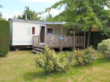 Private deck outside caravan