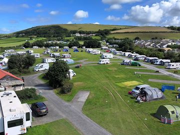 An aerial view of the bottom field