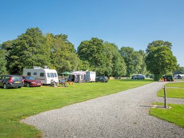 Grass riverside pitches with electric hook up at rockbridge park