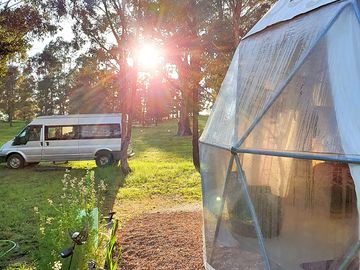 Dome, garden and a campervan