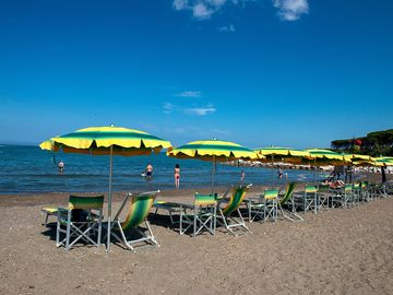The site's serviced beach area