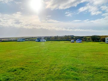 The view from our pitch of the sea and hills