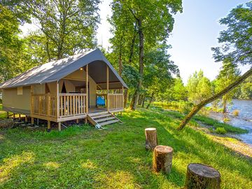 Safari tent next to the river