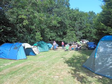 Everything you bring including awning, pup tent or gazebo must fit within the spacious pitch