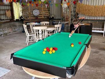 Pool table and games in the big shed communal area