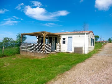 Front view of the static caravan