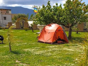 Camping pitch on grass