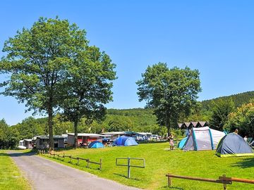 Electric grass tent or trailer tent pitch