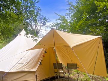 Tylda has a small covered decked area outside the front for rainy days