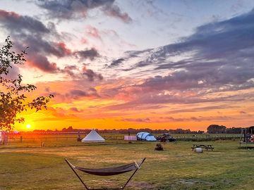 Colourful sunset from the pitches