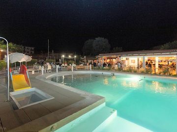 Outdoor pool in the evening