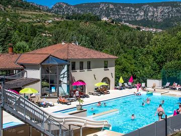 Overlooking the pool