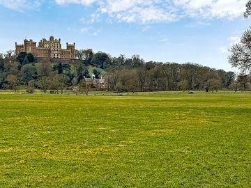 Camping field overlooked by the castle