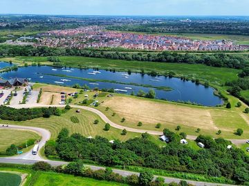 Aerial view of the site and lakes