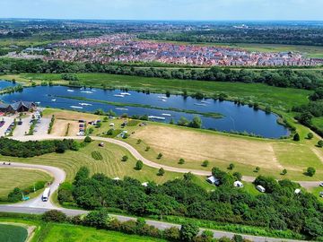 Aerial view of the site and lakes