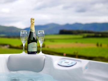 Cava in the hot tub