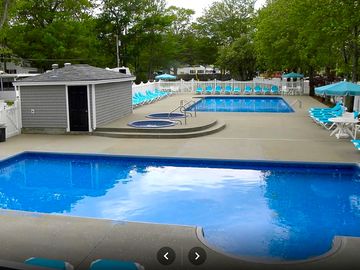 Swimming pools and sun loungers
