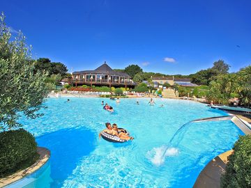 A waterfall in the aqua park