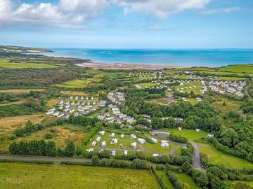 Aerial photo of the park and Lligwy Beach