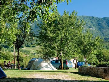 A sunny day on the camping field