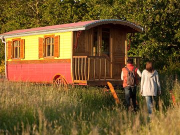 Outside the caravan