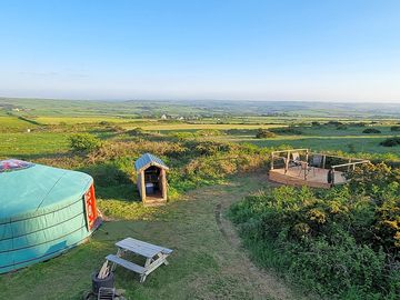 Kateys corner pitch with new viewing deck, great views of the Pembrokeshire countryside and coast
