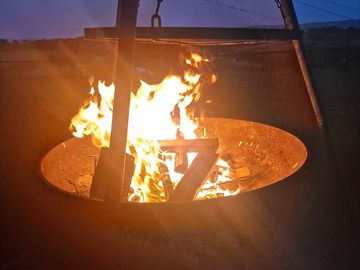The large communal fire pit is beautiful