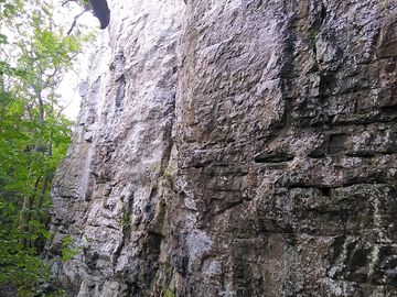 Local limestone cliffs popular for climbing