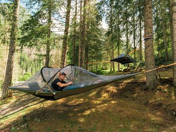 Tree tent pitches in the woodland