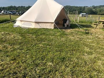 Lovely tent all ready set up with lots of animals on site. so peaceful.