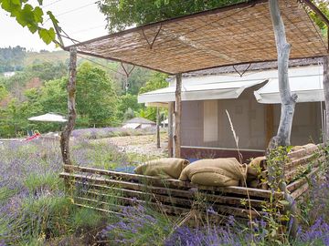Each lodge has its own outdoor relaxation area