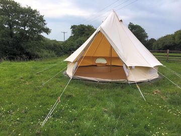 Pre-pitched four-metre bell tent