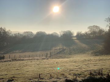 Frosty morning in winter