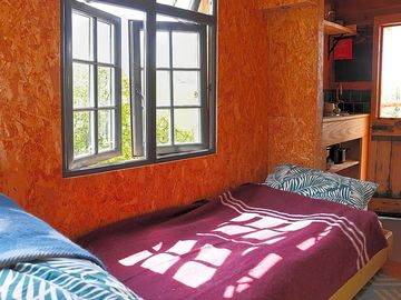 Cabin interior with extra bed