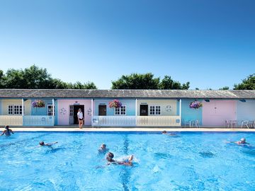 Outdoor heated swimming pool