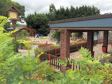 Beer garden overlooking the playground