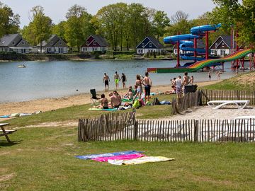 Lake with slides and beach
