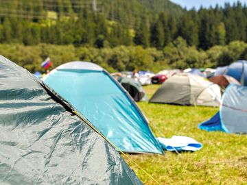 Grass tent pitches