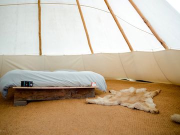The bed in the tipi
